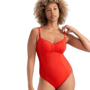 NWT Panache FIERY RED Anya Riva Balconnet One Piece Swimsuit, US 34G